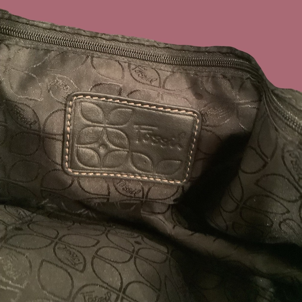 Fossil Dark Brown Leather Purse Duffle Style Bag - Picture 5 of 12